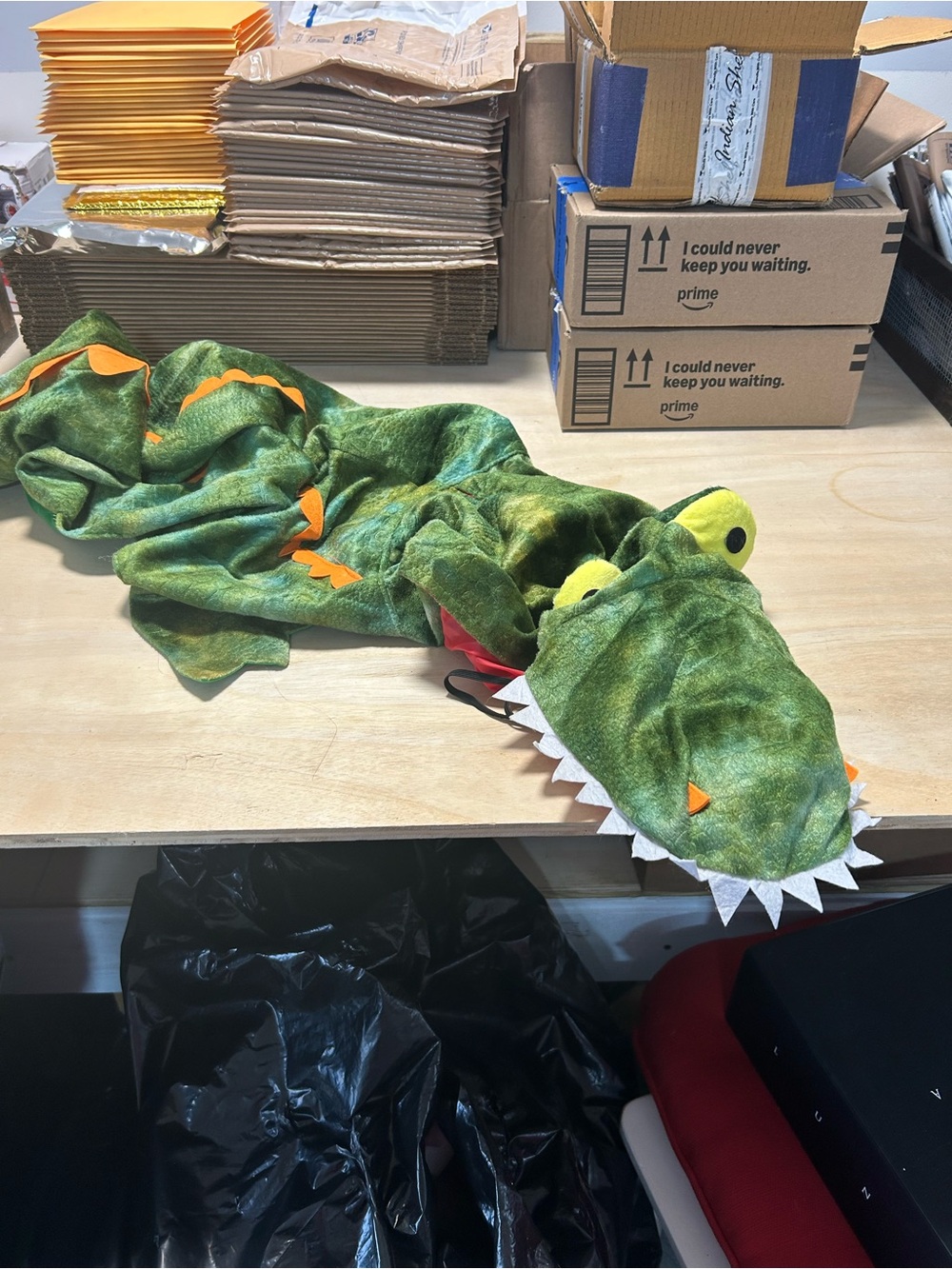 The Dog Dinosaur Complete Outfit Costume in green with orange accents XL